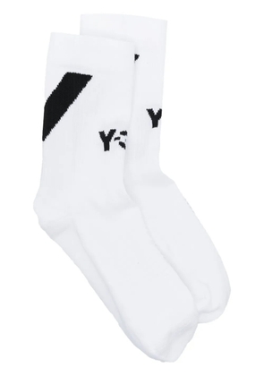 Y-3 intarsia-knit logo socks - White