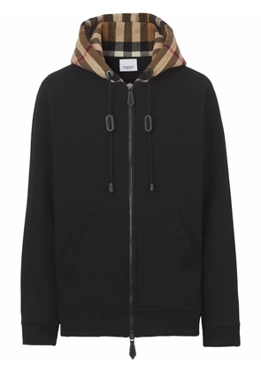 Burberry check-hood panelled hoodie - Black