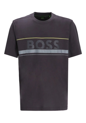 BOSS logo-stripe cotton T-shirt - Grey