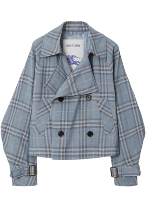 Burberry check trench jacket - Blue