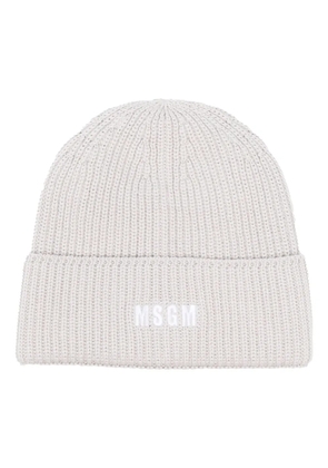 MSGM logo-embroidered ribbed-knit beanie - Grey