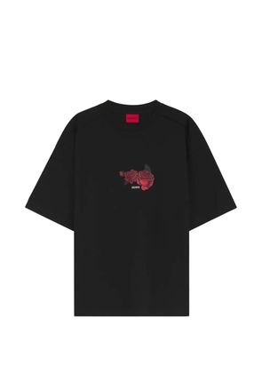 HUGO floral-print T-shirt - Black