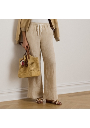Striped Linen Wide-Leg Trousers