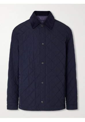Purdey - Cotton Corduroy-Trimmed Padded Quilted Shell Jacket - Men - Blue - S