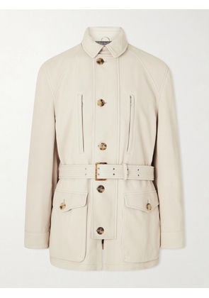 Brunello Cucinelli - Belted Leather Jacket - Men - Neutrals - S
