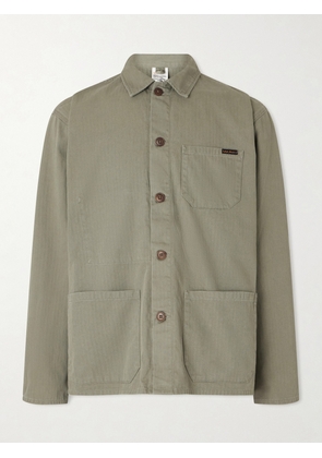 Nudie Jeans - Buddy Herringbone Organic Cotton-Twill Chore Jacket - Men - Green - S
