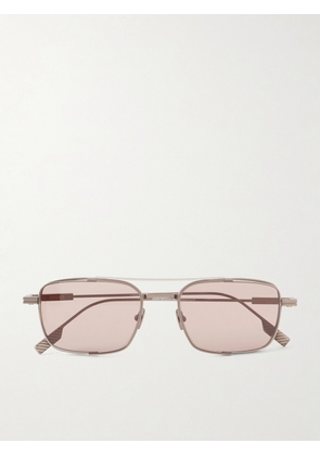 Zegna - Geometric Round-Frame Titanium Sunglasses - Men - Metallic