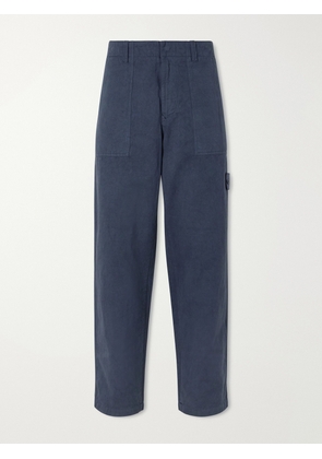 Stone Island - STONE ISLAND GHOST Straight-Leg Logo-Appliquéd Linen Trousers - Men - Blue - UK/US 29