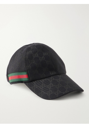 Gucci - Webbing-Trimmed Logo-Jacquard Canvas Cap - Men - Black - S