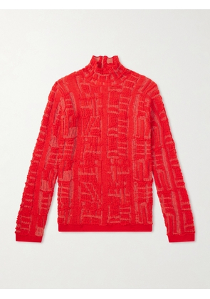 Maison Margiela - Distressed Wool-Blend Mock-Neck Sweater - Men - Red - S