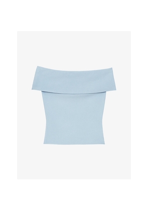 Womens Maje Ribbed Bardot-Neck Stretch-Knit Top