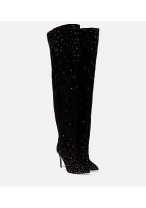 Paris Texas Embellished suede over-the-knee boots