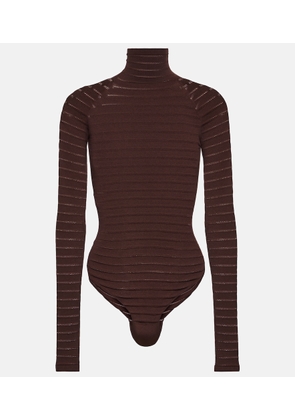 Alaia Striped turtleneck bodysuit