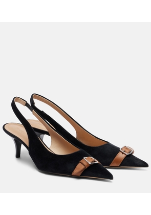 JW Anderson Leather-trimmed velvet slingback pumps