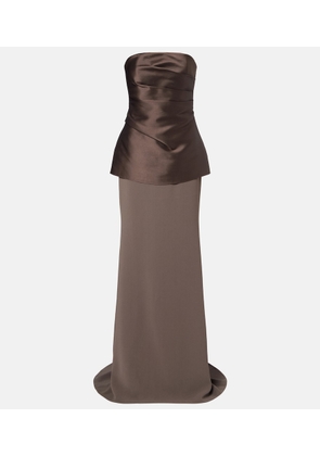 Solace London Alia strapless satin and crepe maxi dress