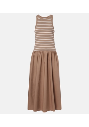 Velvet Romina striped cotton-blend midi dress