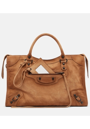 Balenciaga Le City Medium suede top-handle bag