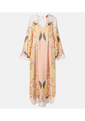La DoubleJ Twin Flame printed silk twill maxi dress