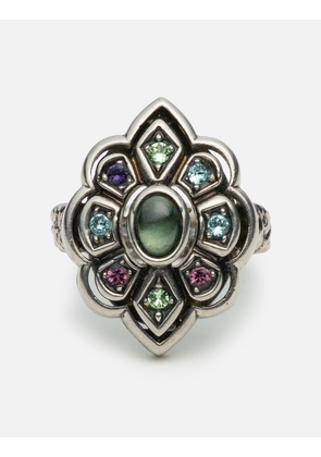 Crystal Sliver Tone Flower Ring