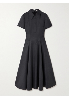 Emilia Wickstead - Jody Paneled Prince Of Wales Checked Wool-blend Midi Shirt Dress - Gray - UK 4,UK 6,UK 8,UK 10,UK 12,UK 14,UK 16,UK 18