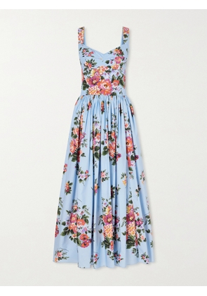 Dolce & Gabbana - Tiered Floral-print Cotton-poplin Midi Dress - Blue - IT36,IT38,IT40,IT42,IT44,IT46