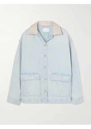 AGOLDE - + Maria Mcmanus Oversized Leather-trimmed Denim Jacket - Blue - x small,small,medium,large,x large