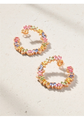 Suzanne Kalan - 18-karat Rose Gold, Sapphire And Diamond Hoop Earrings - Multi - One size