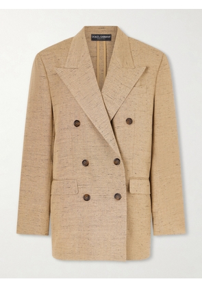 Dolce & Gabbana - Double-breasted Oversized Woven Blazer - Neutrals - IT36,IT38,IT40,IT42,IT44
