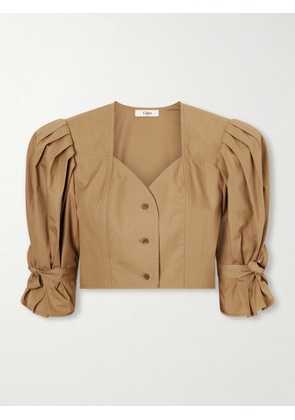 Chloé - Cropped Cotton-poplin Top - Green - FR 34,FR 36,FR 38,FR 40,FR 42,FR 44