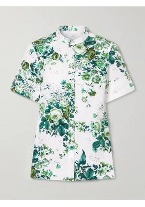 Erdem - Floral-print Cotton-poplin Shirt - Green - UK 4,UK 6,UK 8,UK 10,UK 12,UK 14,UK 16,UK 18