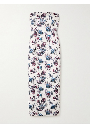 Emilia Wickstead - Laelia Genzianella Strapless Floral-print Duchesse-satin Midi Dress - White - UK 4,UK 6,UK 8,UK 10,UK 12,UK 14,UK 16