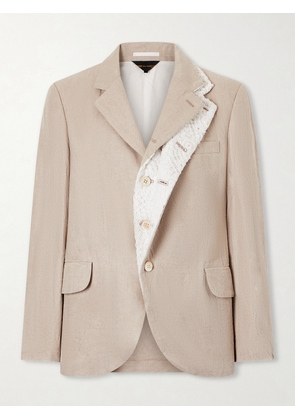 Comme des Garçons - Crochet-trimmed Herringbone Linen Blazer - Ecru - x small,small,medium,large