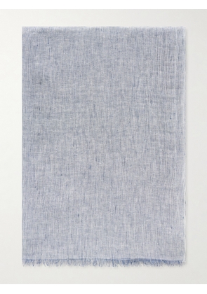 Brunello Cucinelli - Fringed Linen Scarf - Blue - One size