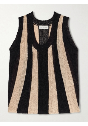 Dries Van Noten - Toast Striped Open-knit Top - Black - x small,small,medium,large