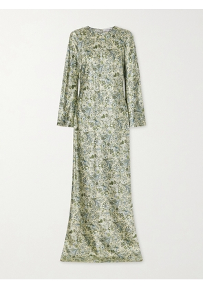 Veronica Beard - Gemma Printed Silk-blend Satin Maxi Dress - Green - US0,US2,US4,US6,US8,US10,US12