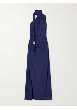 SIMKHAI - Moira Tussled Ruched Stretch-jersey Gown - Blue - US0,US2,US4,US6,US8,US10