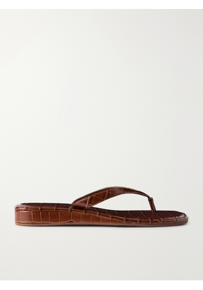 Loeffler Randall - Lina Croc-effect Leather Thong Sandals - Brown - US5,US5.5,US6,US6.5,US7,US7.5,US8,US8.5,US9,US9.5,US10,US10.5,US11