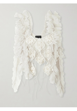 Pauline Dujancourt - Diamond Textile Tulle And Crochet-trimmed Organza Blouse - White - x small,small,medium,large