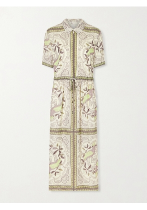 Tory Burch - Printed Cotton And Silk-blend Midi Dress - Green - x small,small,medium,large,x large