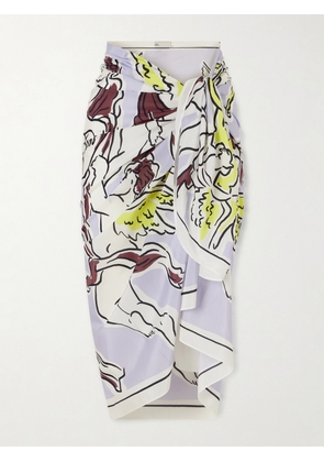 Tory Burch - Printed Cotton And Silk-blend Twill Pareo - Purple - S/M,M/L