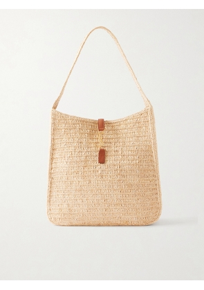 SAINT LAURENT - Cassandre Leather-trimmed Raffia Handbag - Brown - One size