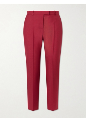 MCQUEEN - Wool And Mohair-blend Straight-leg Pants - Red - IT38,IT40,IT42