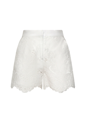 Andres Otalora Liaraa Eyelet Linen Shorts - Moda Operandi