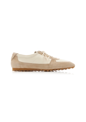 Aeyde Uma Suede-Trimmed Satin Sneakers - Moda Operandi