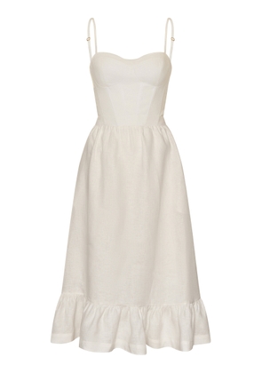 Andres Otalora Inspiras Eyelet Linen Midi Dress - Moda Operandi