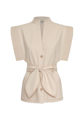 Andres Otalora La Costa Cotton-Linen Vest with Belt - Moda Operandi