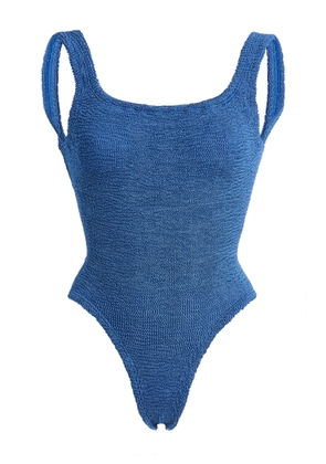 Hunza G Square-Neck Seersucker One-Piece Swimsuit - Moda Operandi