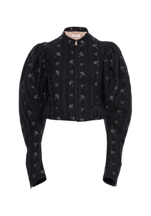 Chloé Puff-Sleeve Cotton-Silk Jacquard Cropped Jacket - Moda Operandi