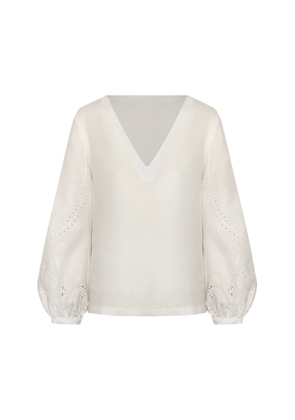 Andres Otalora Una Vista Eyelet Linen Top - Moda Operandi