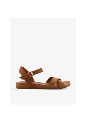 Womens Dune Landie Cross-Strap Leather Sandals